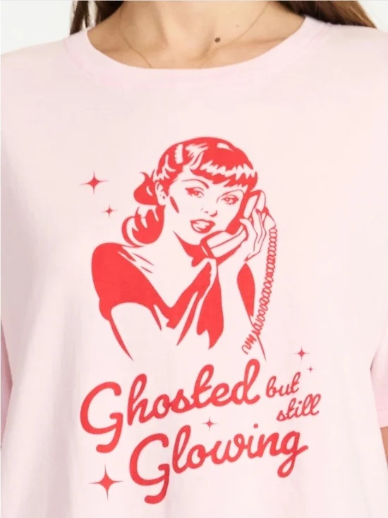 Way to Celebrate NEW Pink Graphic Tee "Ghosted But Still Glowing" Size Large - Picture 2 of 7